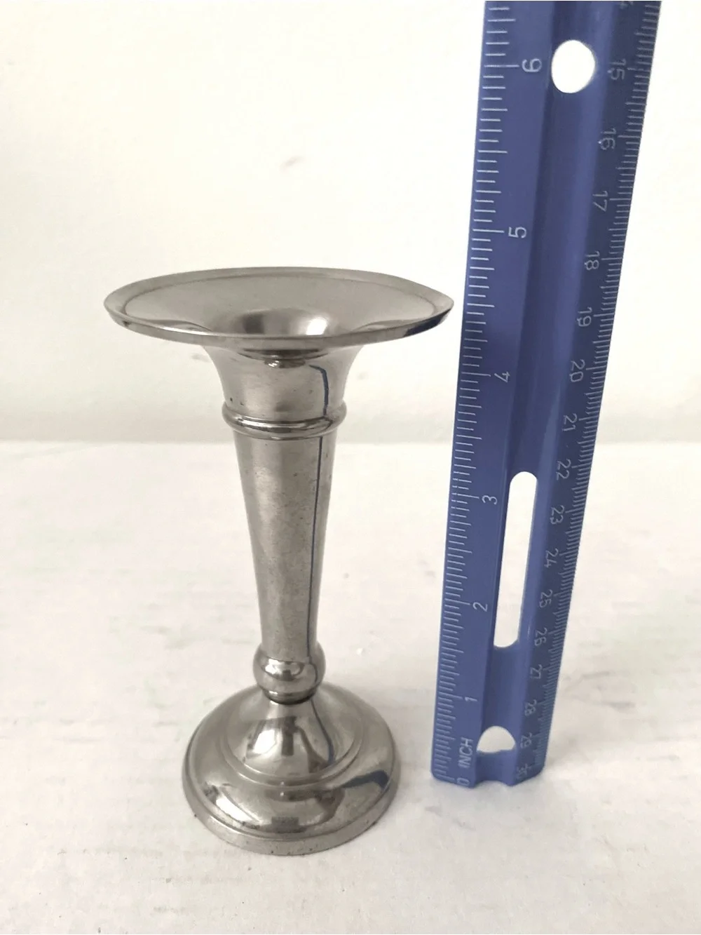 Classic Solid Pewter  4.5” Taper Candle Holder. Std Candles. Beautiful Accent.